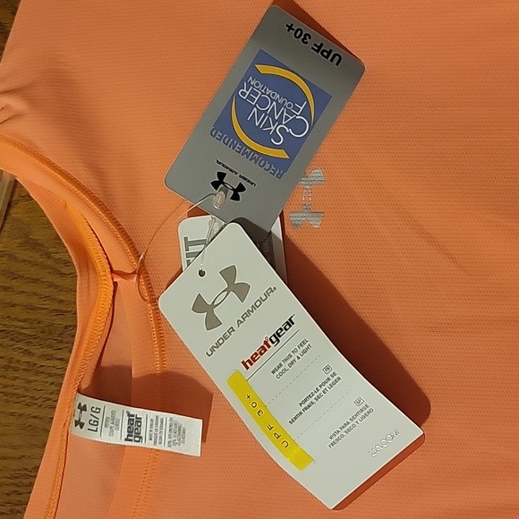 NWTV Neon orange Under Armor Heat Gear 30SPF shirt-Large - Picture 2 of 2